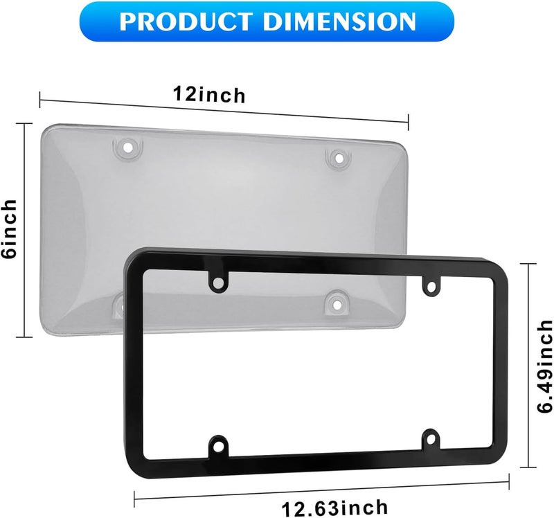 NGHEY Black 2PC Personalized License Plate Frame with Matching Screw Cap Screws for Easy Installation - Image 2